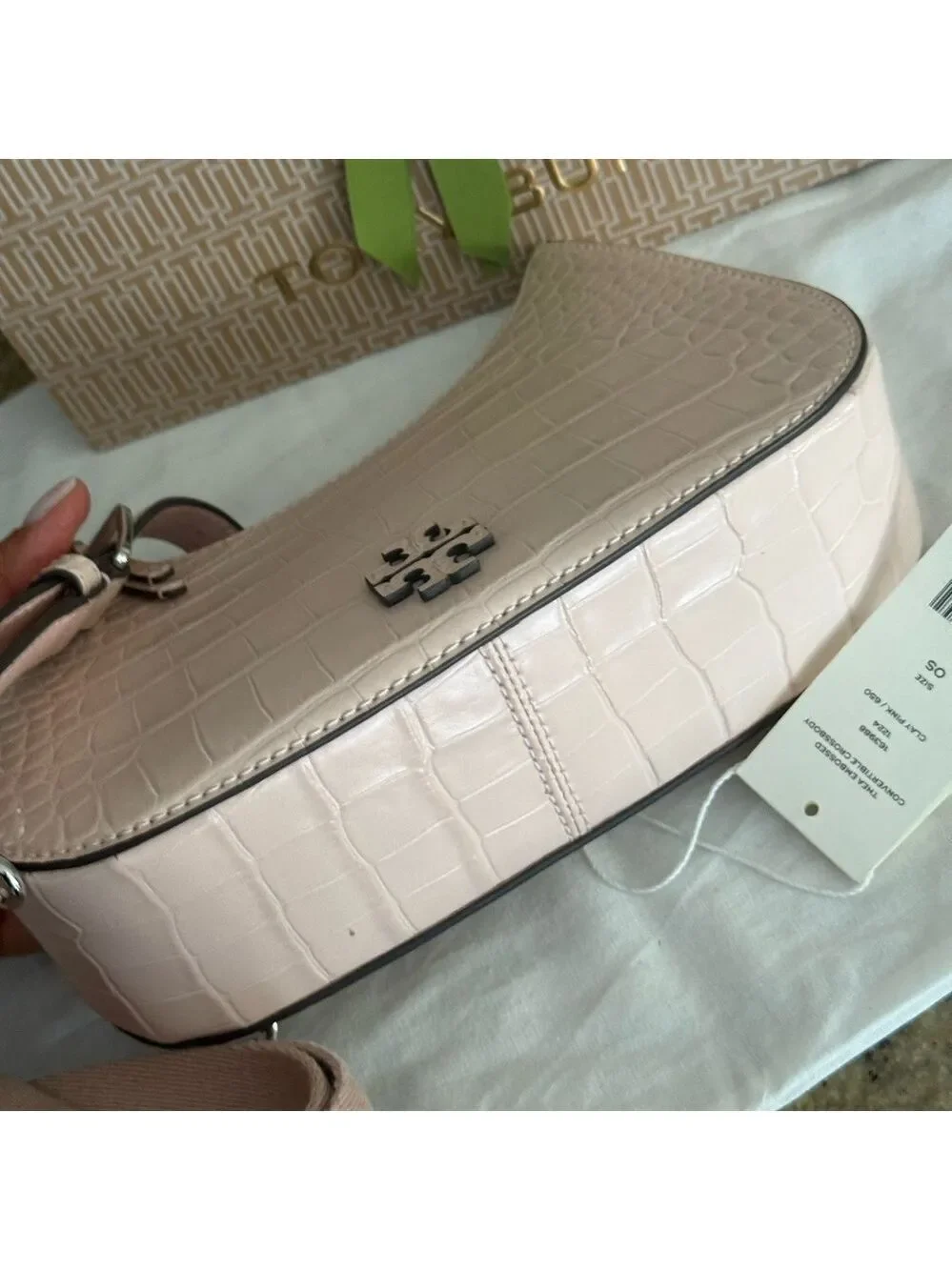 478$! Tory Burch - Thea Embossed Convertible Crossbody, Clay Pink